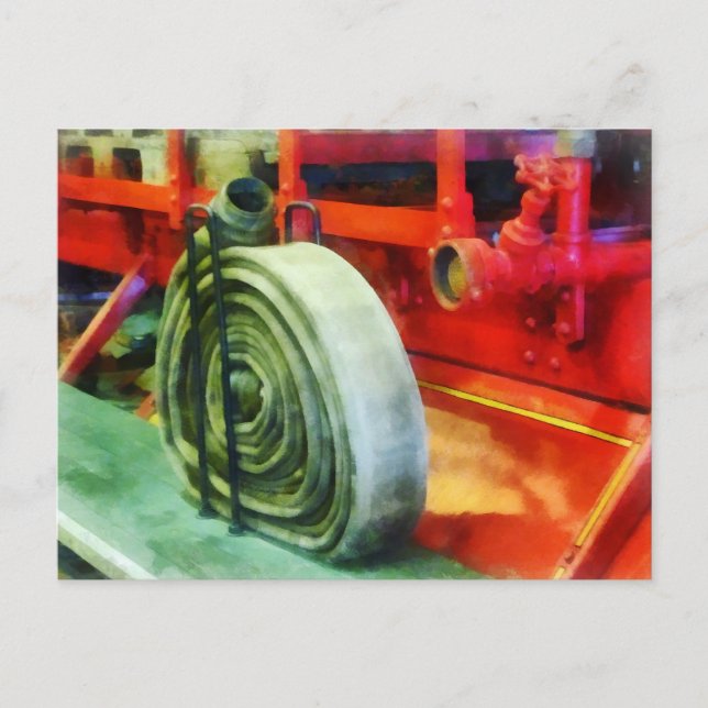 Coiled Hose on Fire Truck Postcard (Front)