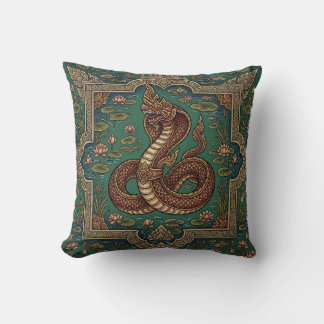 Coiled Naga Serpent Sacred Temple Pillow