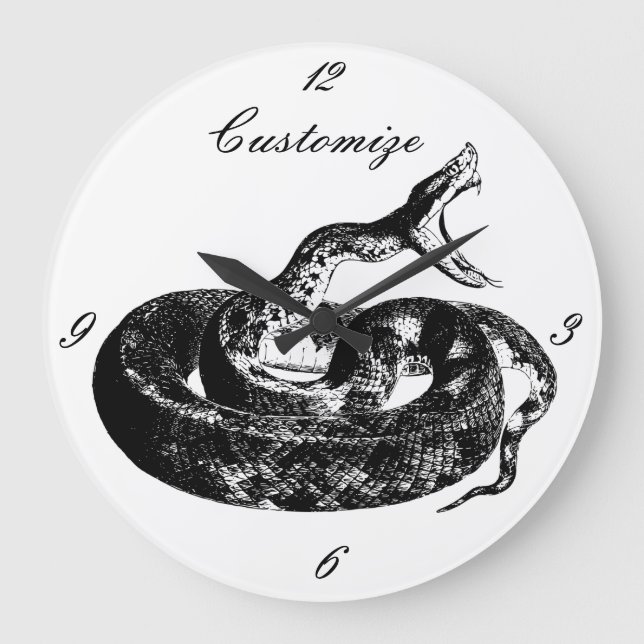 Coiled Rattlesnake Thunder_Cove Large Clock (Front)