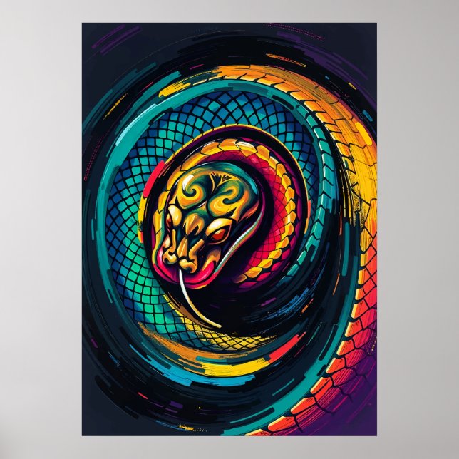 Coiled Serpent Spiral Art Poster (Front)