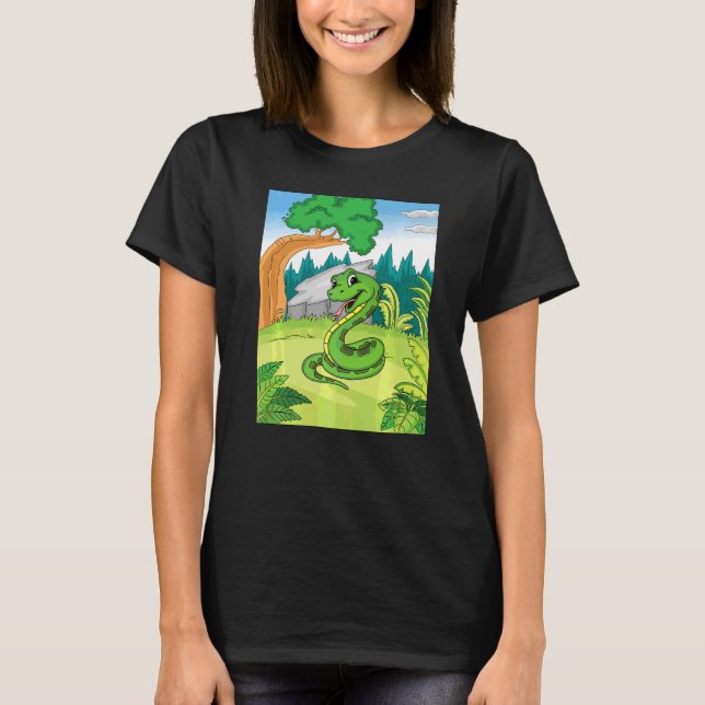 Coiled Up Snake Getting Ready To Strike At Prey   T-Shirt (Front)