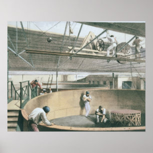 Coiling the telegraph cable in the tanks at the wo poster