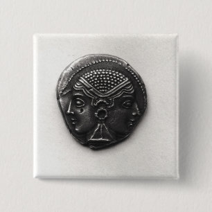 Coin from Lampsacus with a Janiform head 15 Cm Square Badge
