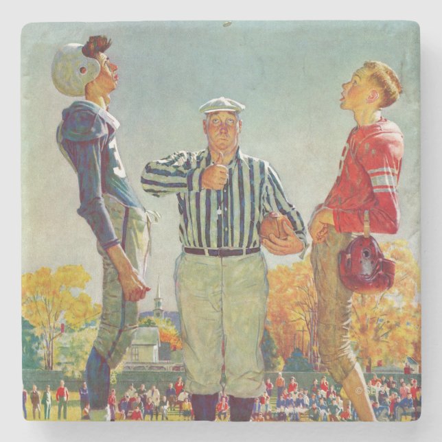 Coin Toss by Norman Rockwell Stone Coaster (Front)