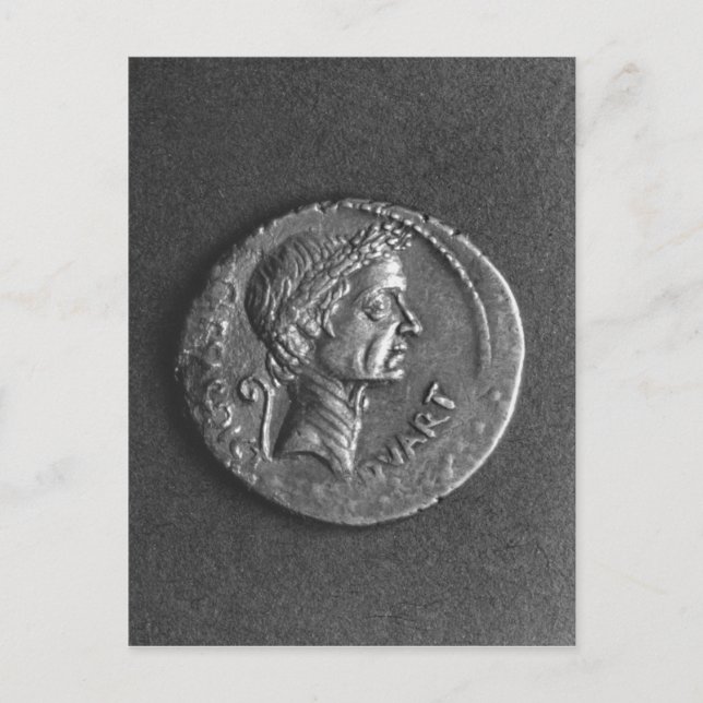 Coin with a portrait of Julius Caesar Postcard (Front)