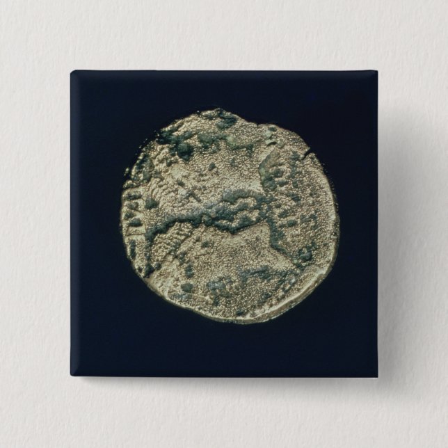 Coin with heads of Julius Caesar  and Augustus 15 Cm Square Badge (Front)