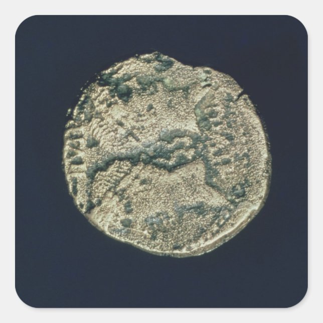 Coin with heads of Julius Caesar  and Augustus Square Sticker (Front)