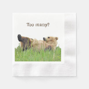 Coined Cocktail napkins w/ grizzly bear cub
