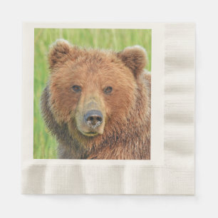 Coined Luncheon napkin w/ grizzly bear