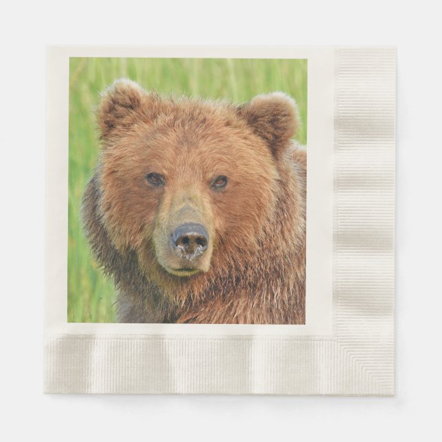 Coined Luncheon napkin w/ grizzly bear (Front)