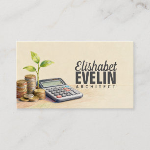 Coins, Sprout and Calculator Business Card