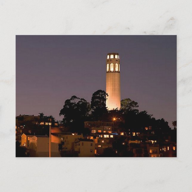 Coit Tower at Night Postcard (Front)