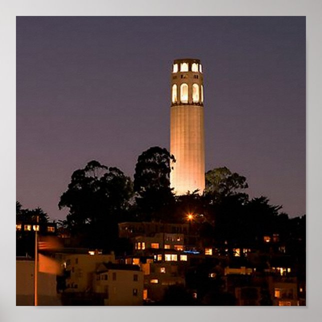 Coit Tower at Night Poster (Front)