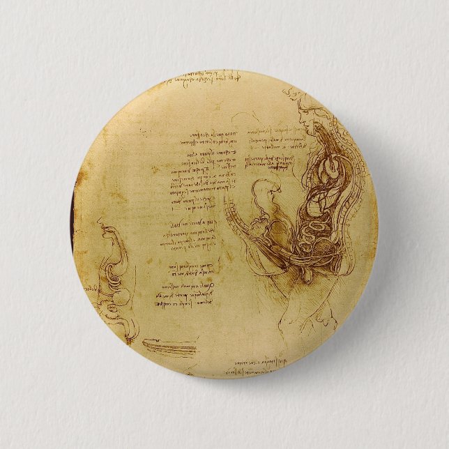 Coition of a hemisected man and woman 6 cm round badge (Front)