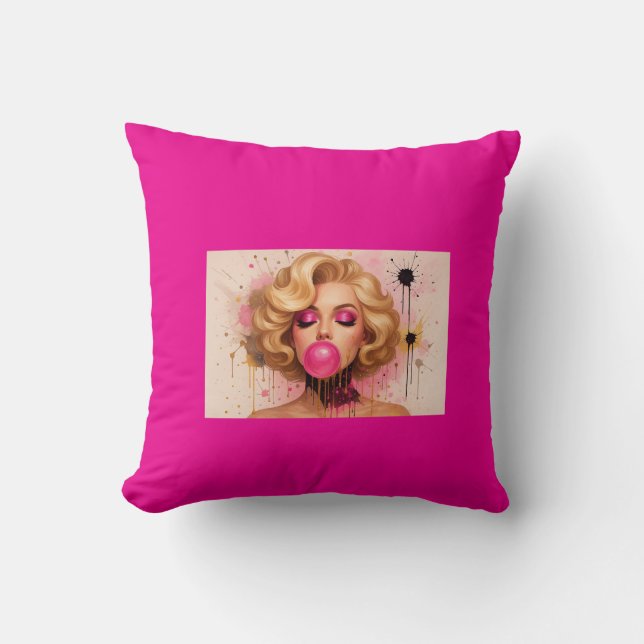 Cojín Decorativo Pop Art Glam – Mujer Rubia  Cushion (Front)