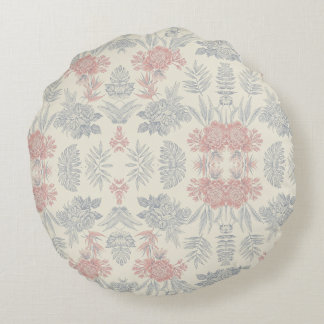 Cojín redondo botánico, flores acuarela, round cushion