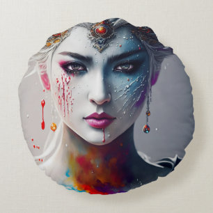 Cojín Redondo skin paint girl white Round Cushion