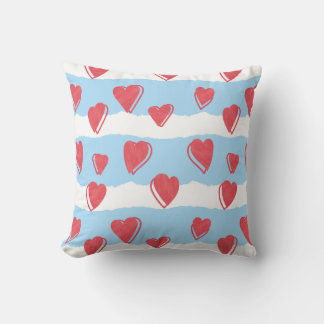 Cojín with hearts and blue and white stripes cushion