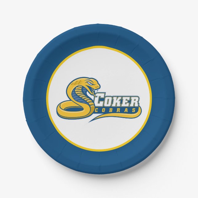 Coker University Cobras Logo Paper Plate (Front)