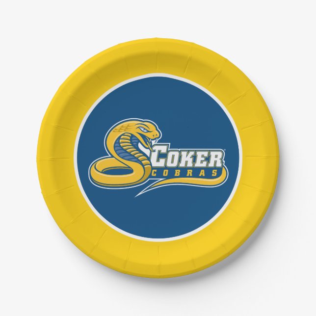 Coker University Cobras Logo Paper Plate (Front)