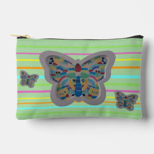 Col. Buterfly Mosaic Hor. Stripes Accessory Bag