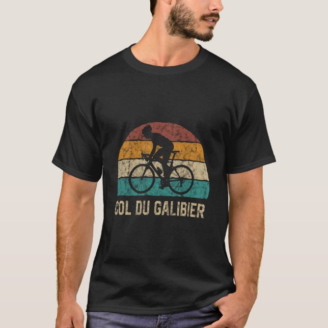 Col Du Galibier Cycling Climb TShirt Retro Cycling (Front)