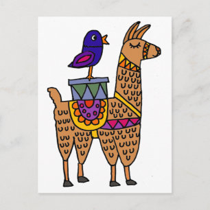 Col Llama with Colourful Blanket and Packages Postcard