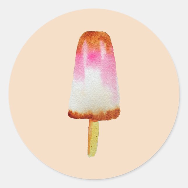 Cola popsicle cute Summertime watercolor art Classic Round Sticker (Front)