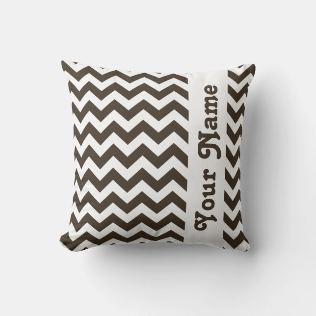 Cola Safari Chevron with custom text Cushion (Front)