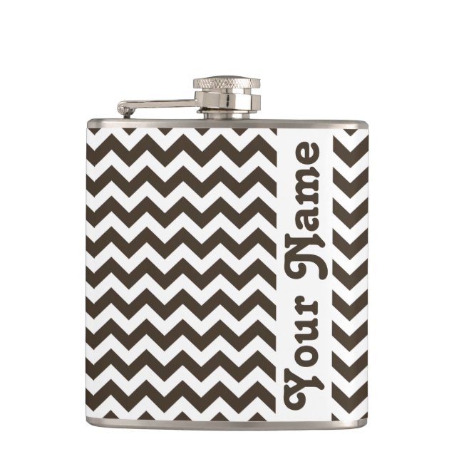Cola Safari Chevron with customisable name Hip Flask (Front)