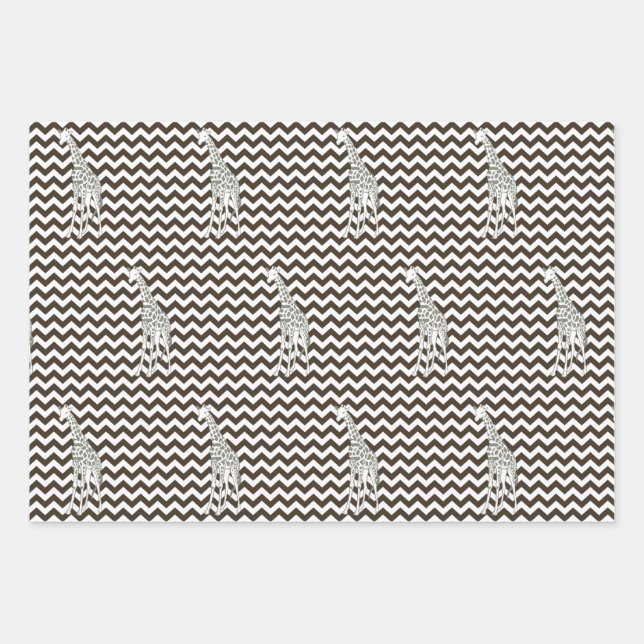 Cola Safari Chevron with Pop Art Giraffe Wrapping Paper Sheet (Front)