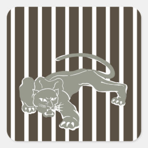 Cola Safari Stripe with Leopard Square Sticker