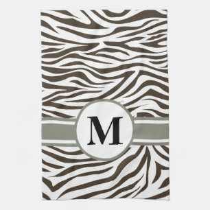 Cola Safari Zebra with monogram Tea Towel