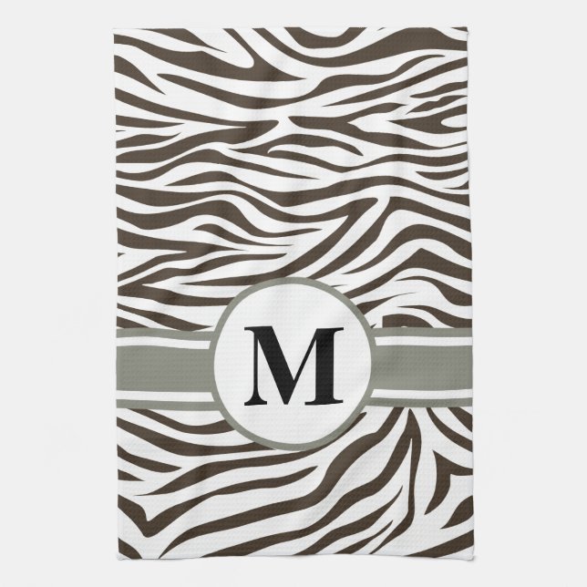 Cola Safari Zebra with monogram Tea Towel (Vertical)