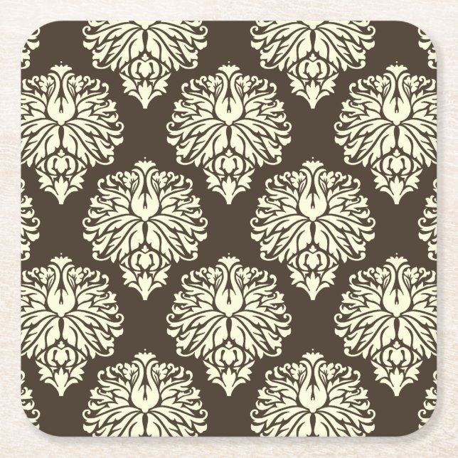 Cola Southern Cottage Damask Square Paper Coaster (Front)