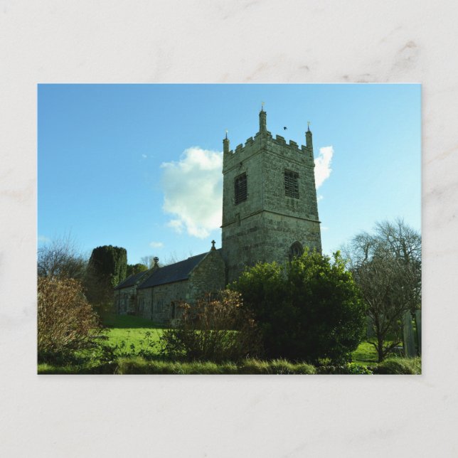 Colan Church Near Newquay Cornwall England Postcard (Front)