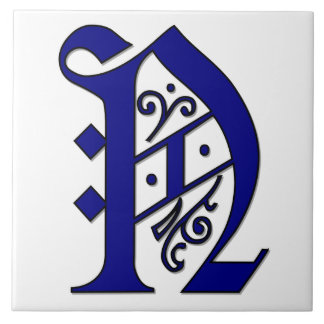Colchester Letter N in Blue Monogram Tile
