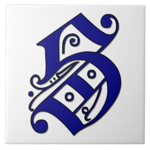 Colchester Letter S in Blue Monogram Tile