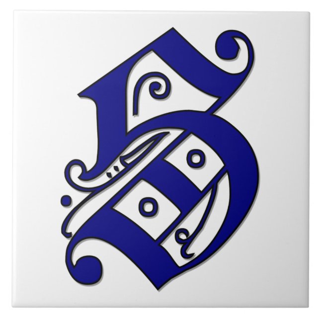 Colchester Letter S in Blue Monogram Tile (Front)