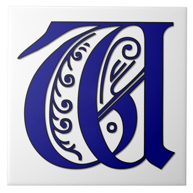 Colchester Letter W in Blue Monogram Tile (Front)