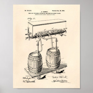 Cold Air Pressure Beer 1900 Patent Art Old Peper Poster