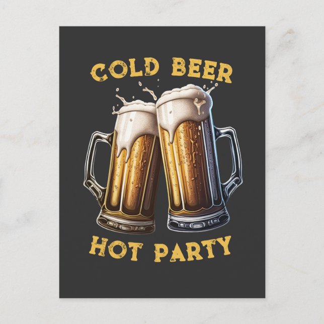 Cold Beer Hot Party Two Pints Perfect Combo Postcard (Front)