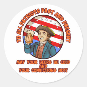 Cold beer on July 4th Classic Round Sticker