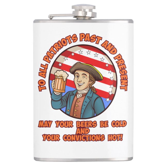 Cold beer on July 4th Hip Flask (Front)