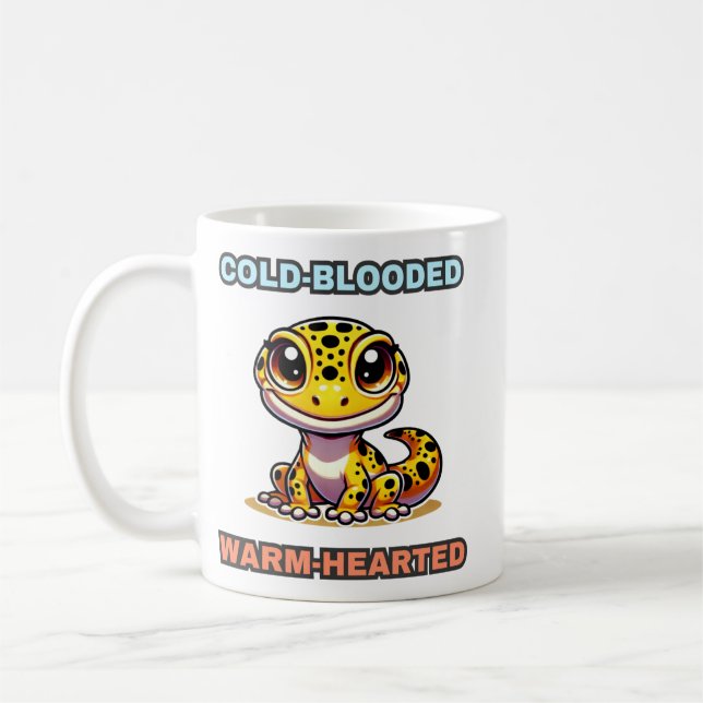Cold-Blooded Warm-Hearted Funny Leopard Gecko Coffee Mug (Left)
