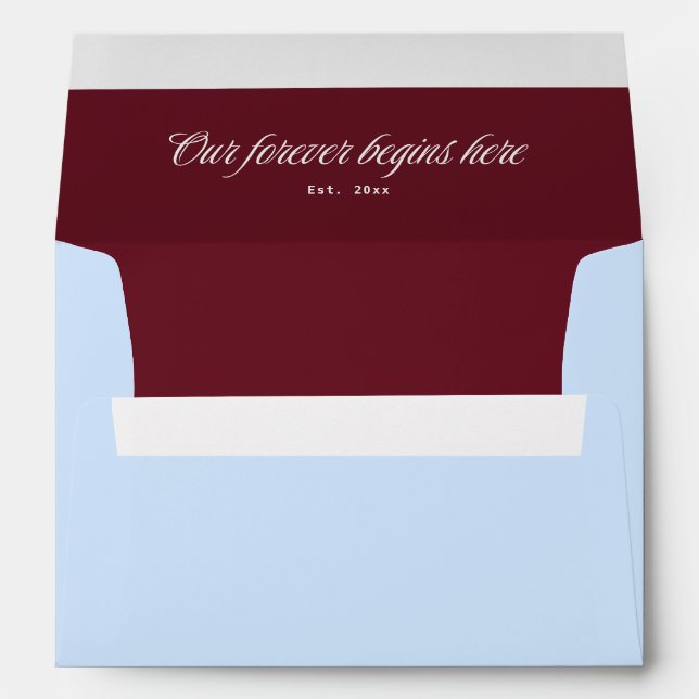 Cold Blue and Burgundy Wedding Envelope (Back (Bottom))