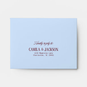 Cold Blue and Burgundy Wedding RSVP Card Envelope