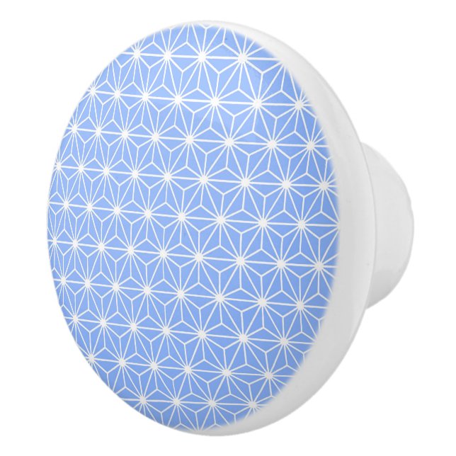 Cold Blue Art Deco Style Triangles Pattern Ceramic Knob (Right)