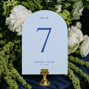Cold Blue Coastal Wedding Table Number Card