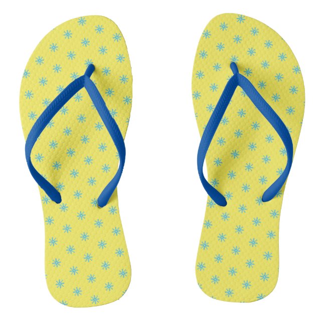 Cold Blue Snow Falling Flip Flops (Footbed)